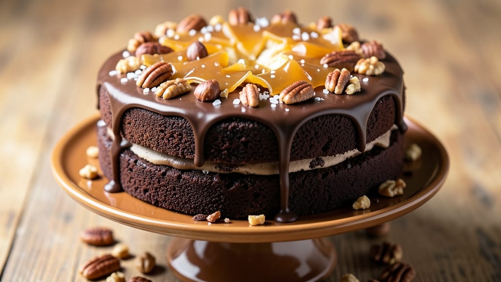 Best Chocolate Cake With Nuts Recipe: Fudgy Base and Crunchy Nut Topping