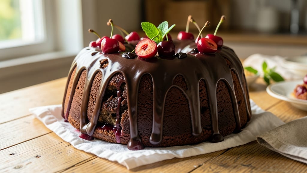 Black Forest Chocolate Bundt Cake Recipe: Triple-Layered Vanilla-Cherry-Chocolate Magic