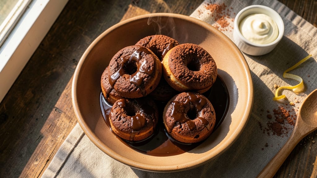 Baked Chocolate Sour Cream Donuts Recipe: Double-Fudged Crunch With Vanilla Glaze