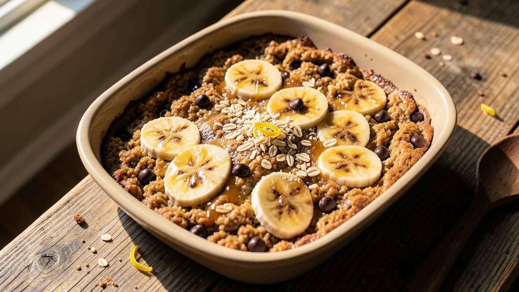 Baked Banana Chocolate Chip Oatmeal Recipe: Triple-Layered Warmth With Crunchy Edges