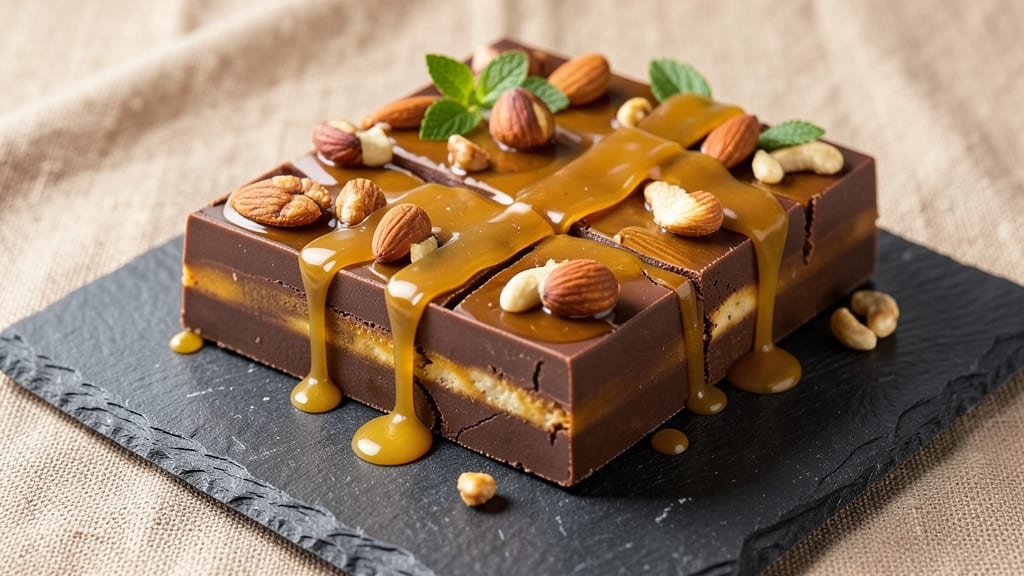 Caramel Nut Chocolate Bars Recipe: Crunchy Nut Clusters in Every Bite