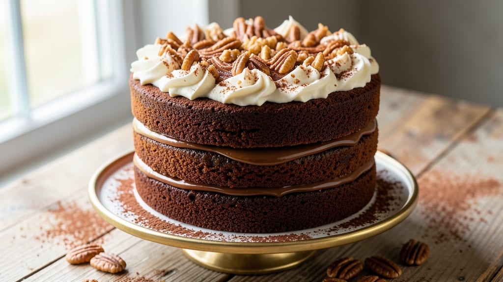 Blue Ribbon German Chocolate Cake Recipe: Coffee-Enhanced Layers With Walnut-Caramel Bites