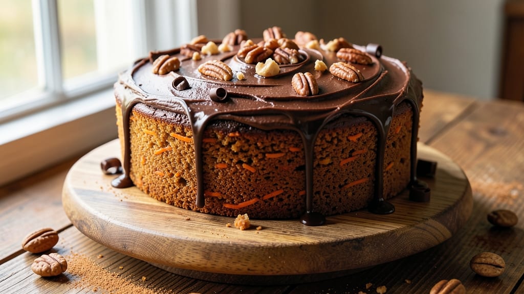 Carrot Cake With Chocolate Frosting Recipe: Moist Layers and Rich Ganache Drizzle