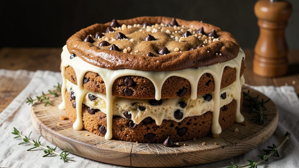 Big Chocolate Chip Cookie Cake Recipe: Triple-Layered Height With Warm Vanilla Swirls